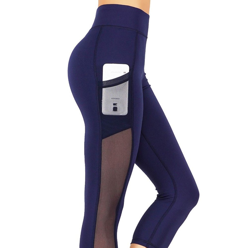 Yoga Leggings Side Mesh Pockets Pants Capri GD56
